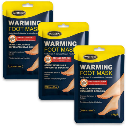 warming foot peel mask 3 pack exfoliating dead skin remover soft smooth feet
