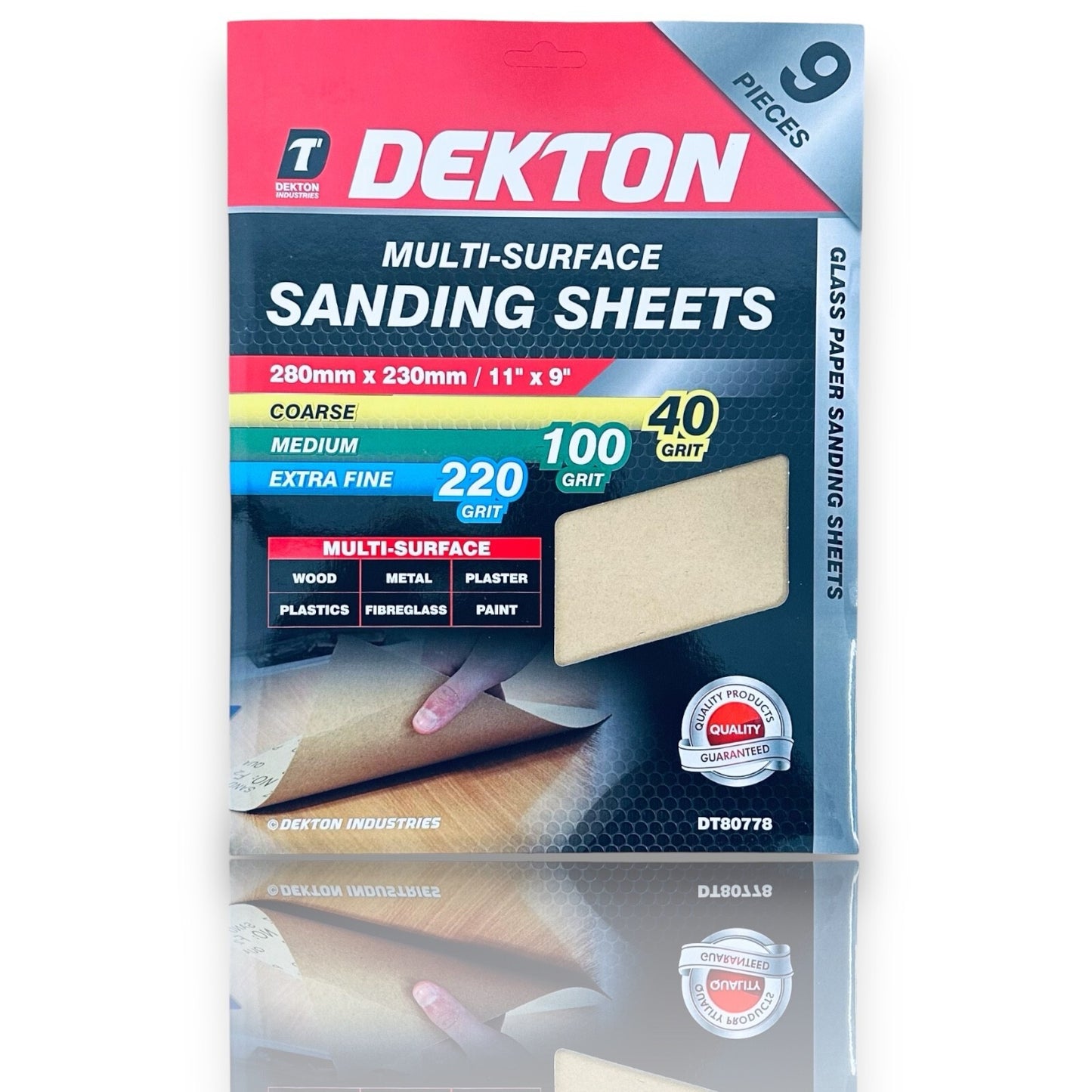 Assorted  Sanding Sheet Multi-Surface, 9 Sheets, 280mm x 230mm, 40, 100