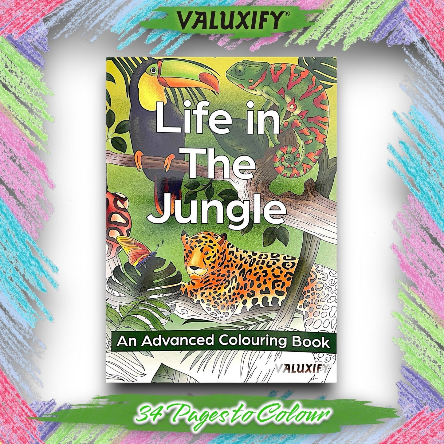 Adult Anti Stress Colouring Book Animals Birds Butterflies Jungle Ocean Colour