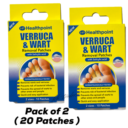 Verruca Wart Remover Patches Salicylic Acid Treatment – 20 Patches (2 x 10)