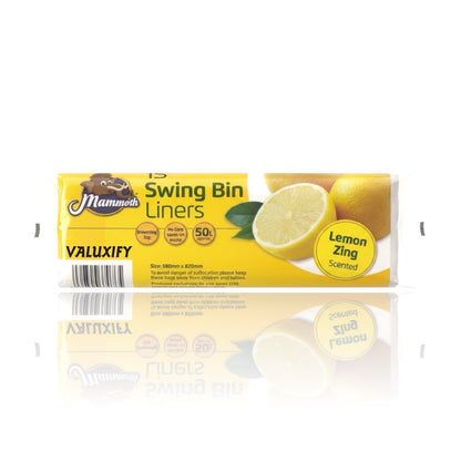 Mammoth Lemon Scented Bin Liners | 45 Bags Drawstring | 580 x 820mm | No Core
