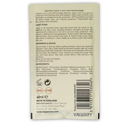 Calypso Once a Day Sun Protection Lotion Sachet with SPF 20 40ml