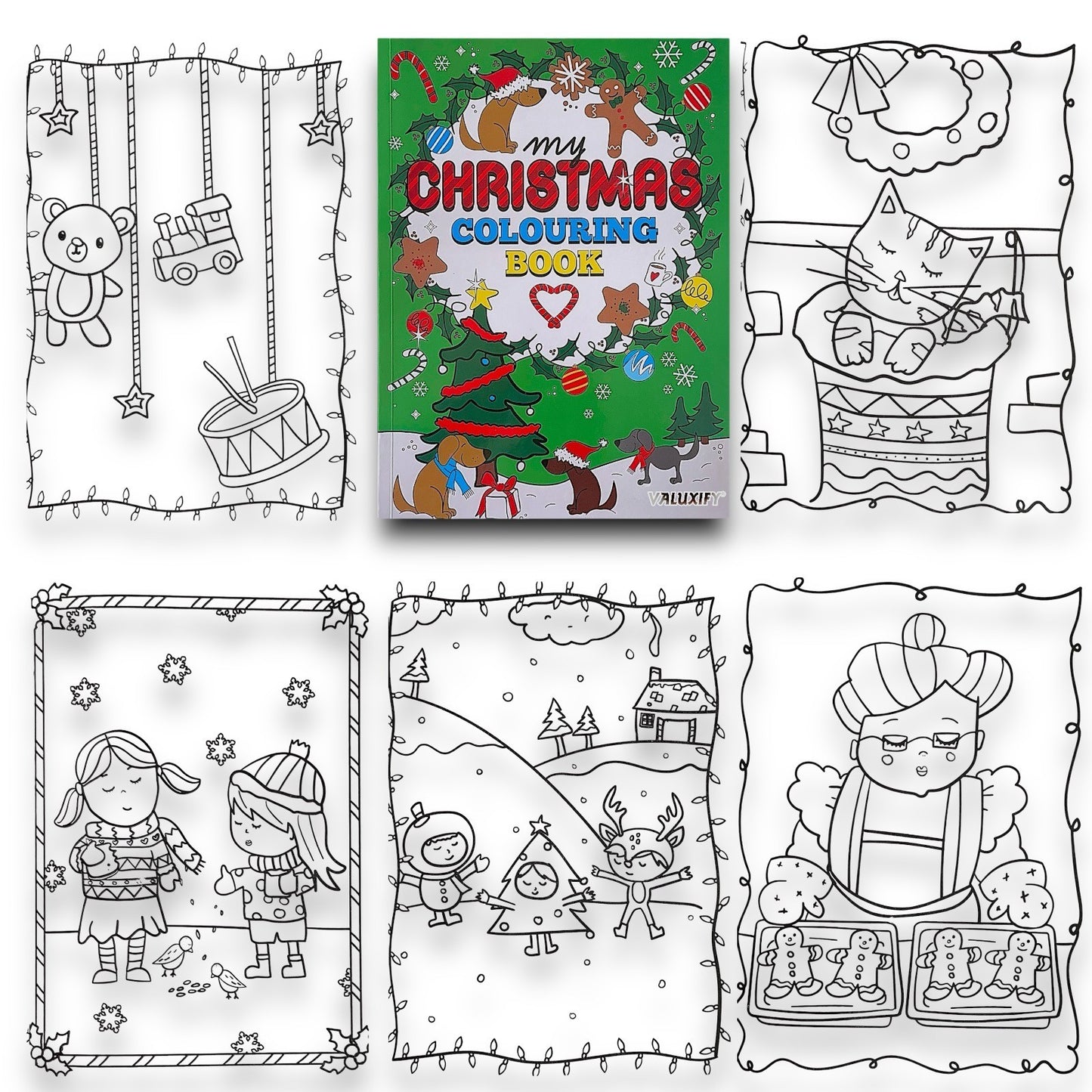 Christmas Colouring Book Kids Children Books Activity Sticker Woobly Eyes