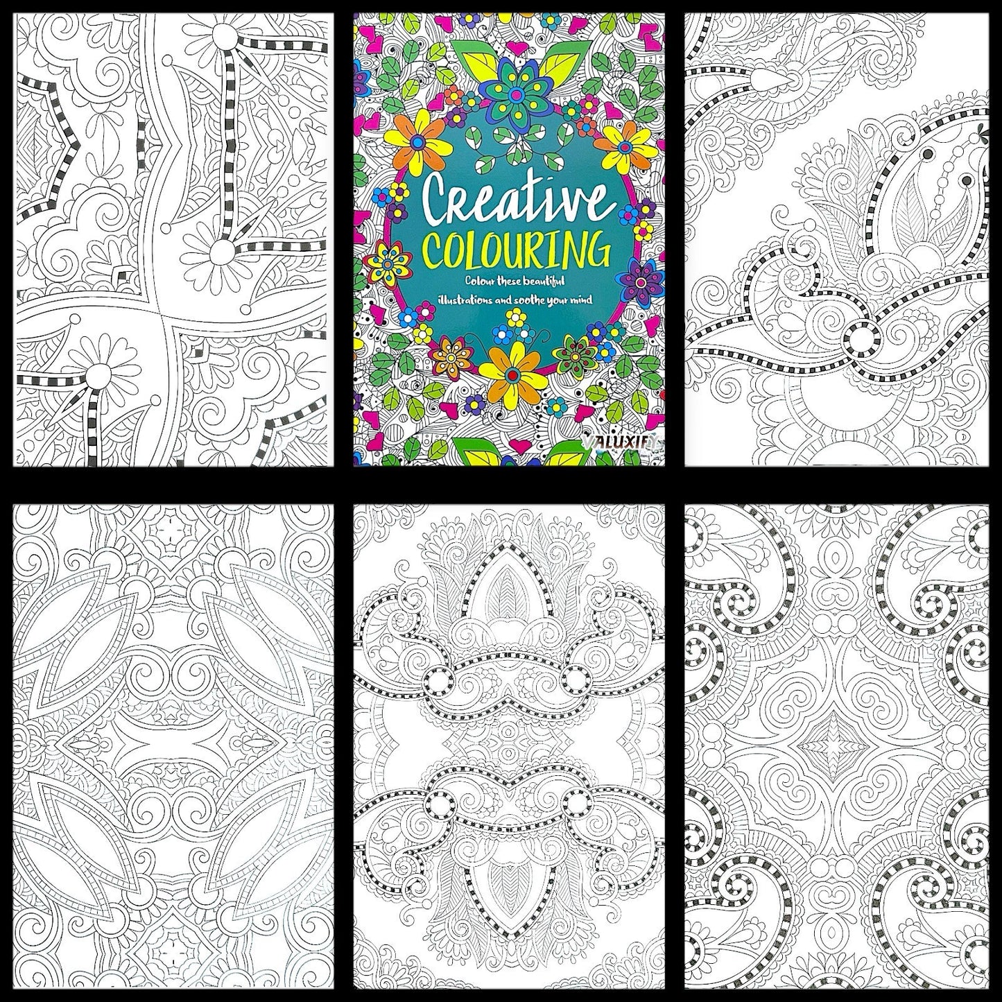 Adult Colouring Books Anti Stress Mind Relaxing Therapy Creative Peaceful Book