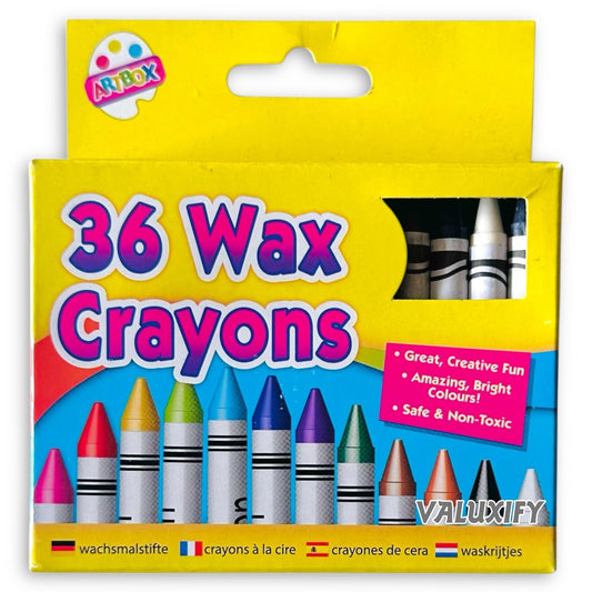 Art Box Wax Crayons - Pack Children Kids Party Colouring Soft Bright Colours