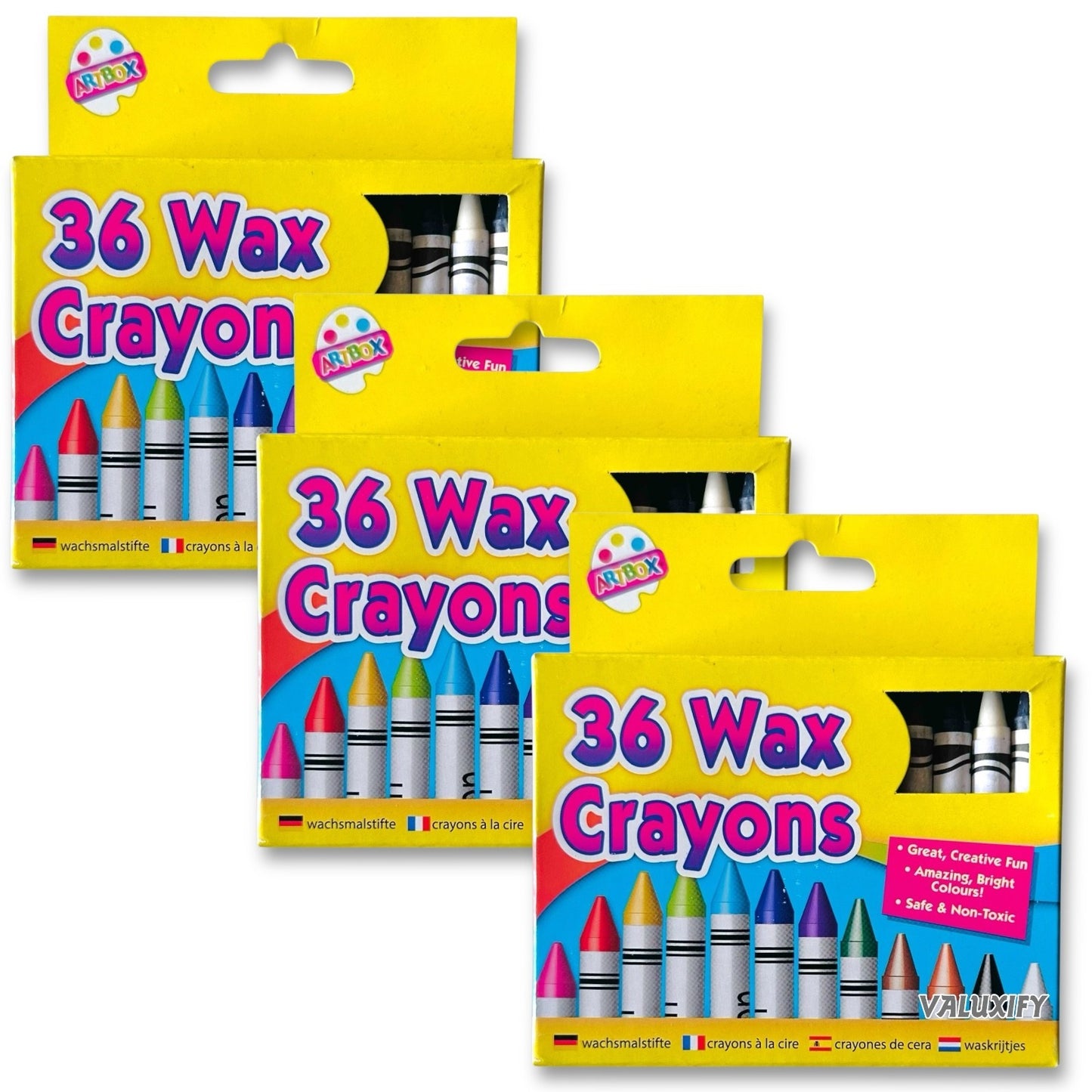 Art Box Wax Crayons - Pack Children Kids Party Colouring Soft Bright Colours