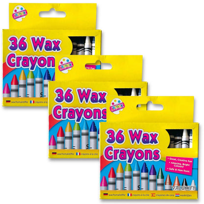 Art Box Wax Crayons - Pack Children Kids Party Colouring Soft Bright Colours