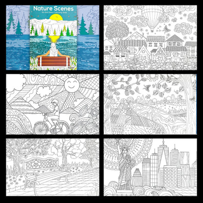Adult Anti Stress Colouring Book Country Scenes London Nature Famous Places
