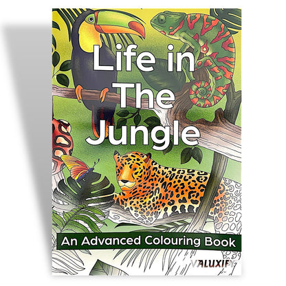 Adult Advance Jungle Colouring Book Colour Therapy Anti Stress 18 Pencils