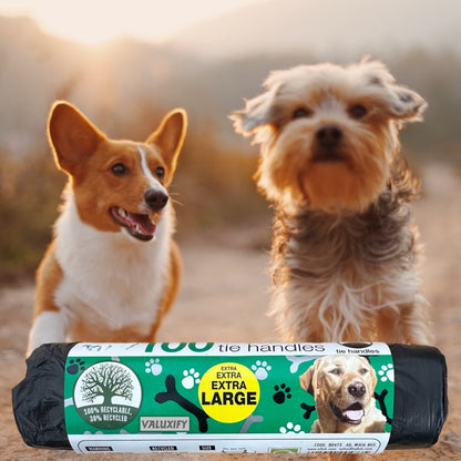 200 Large Tie Handle Doggy Bags - Extra Value Waste Bags for Dogs  Poop Poo