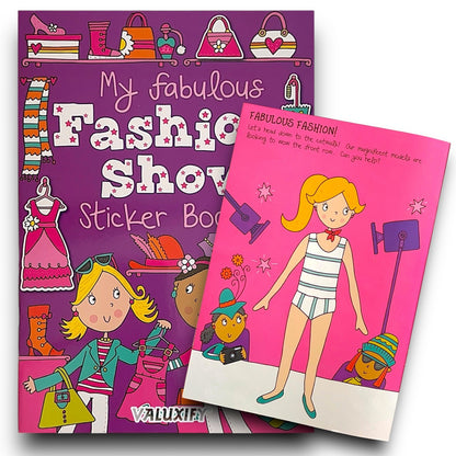 2x Fashion Sticker Books A4 Girls Fun Kids Books Show Activity Stickers Dress Up