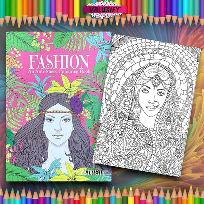 2 Adult Colouring Books Fashion Love Anti Stress Colour Therapy Mind Relax A4
