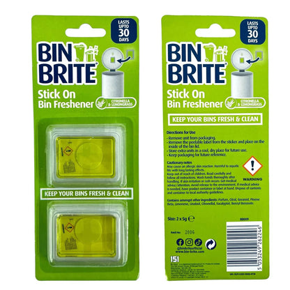 3pk BIN AIR FRESHNERS Lemongrass Kitchen Dustbin Swing Pedal Odour Remover