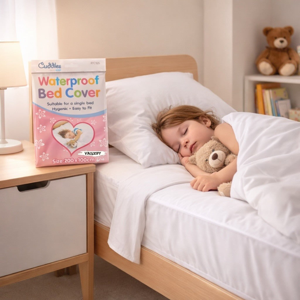 KIDS WATERPROOF SINGLE BED COVER SHEET BABY COT BED WHITE MATTRESS PROTECTOR