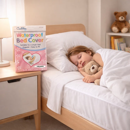 KIDS WATERPROOF SINGLE BED COVER SHEET BABY COT BED WHITE MATTRESS PROTECTOR