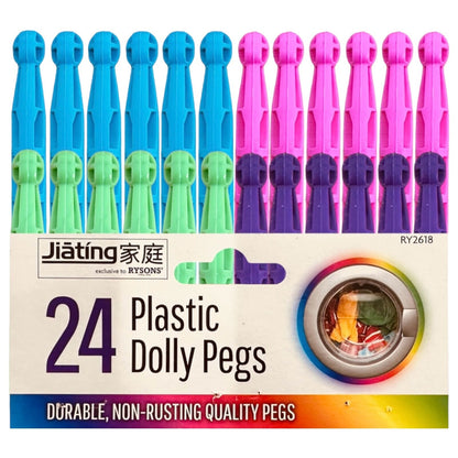 Strong Dolly Pegs | Durable Plastic Laundry Washing Clothes Line Coloured 96 Peg