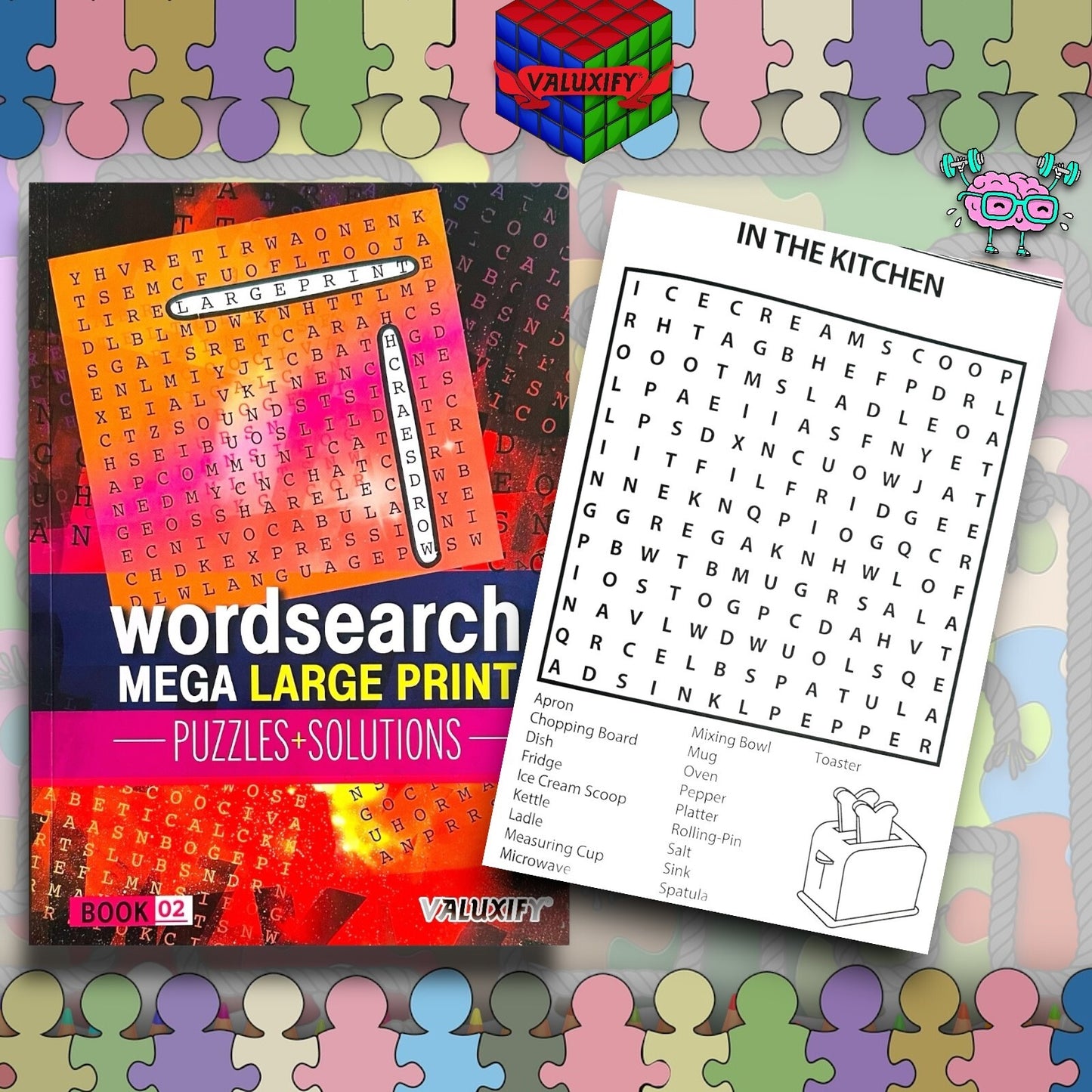 2 A4 Quiz Puzzle Mega Large Print Word Search Books Wordsearch Puzzle Book Adult