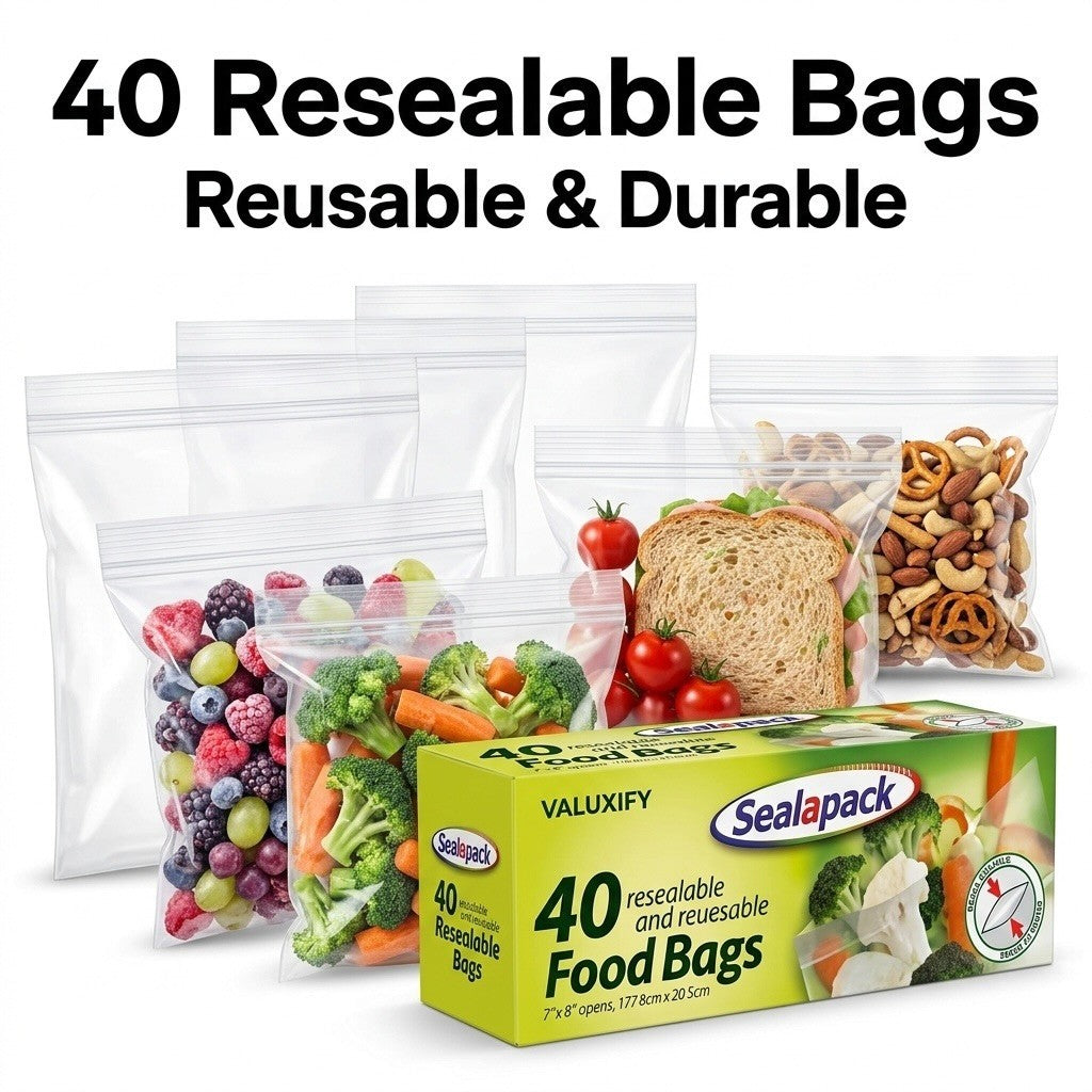 Resealable Food Bags Clear Reusable Storage Bags Freezer Sandwich Bags Strong