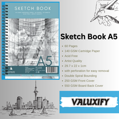 A5 Artist Sketch Book Artist Drawing Doodling Sketching Book Art Craft Spiral