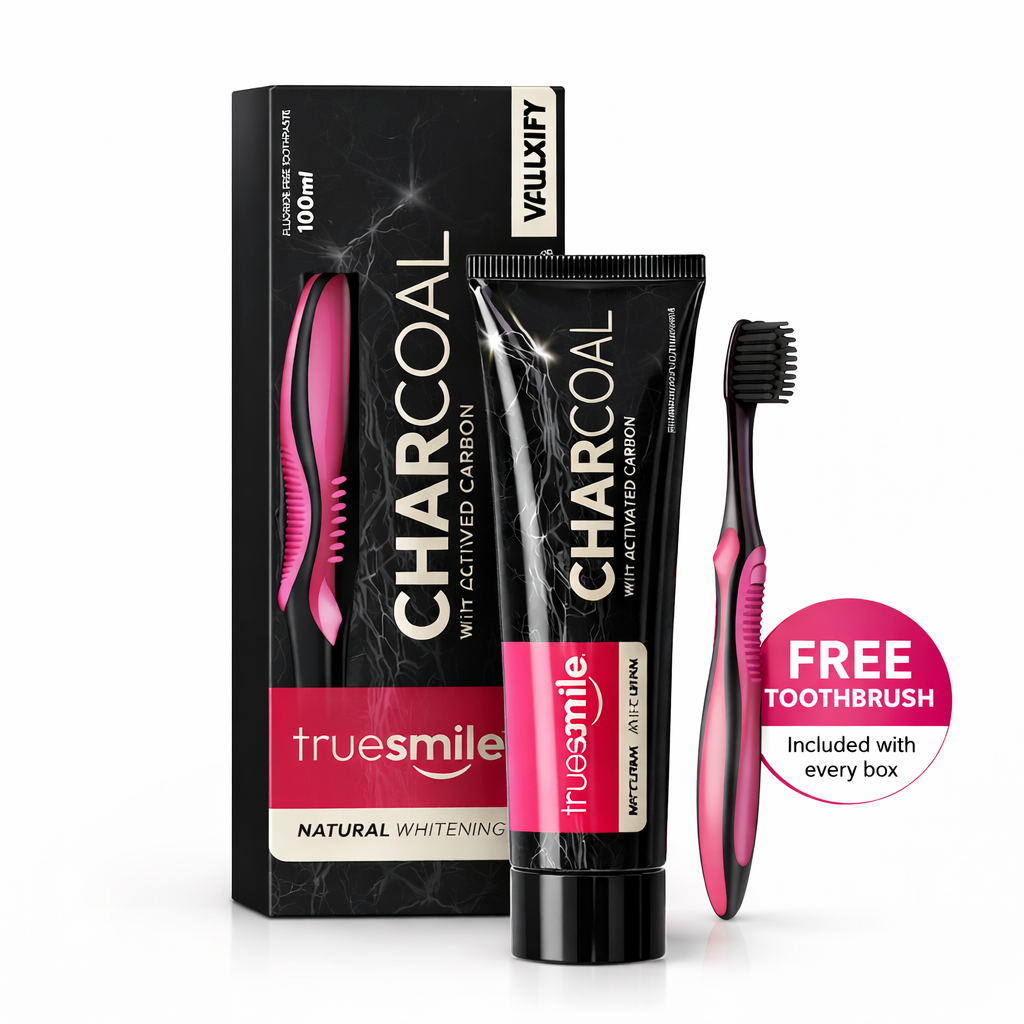 Truesmile Charcoal Toothpaste Fluoride Free  Activated Carbon Free Toothbrush