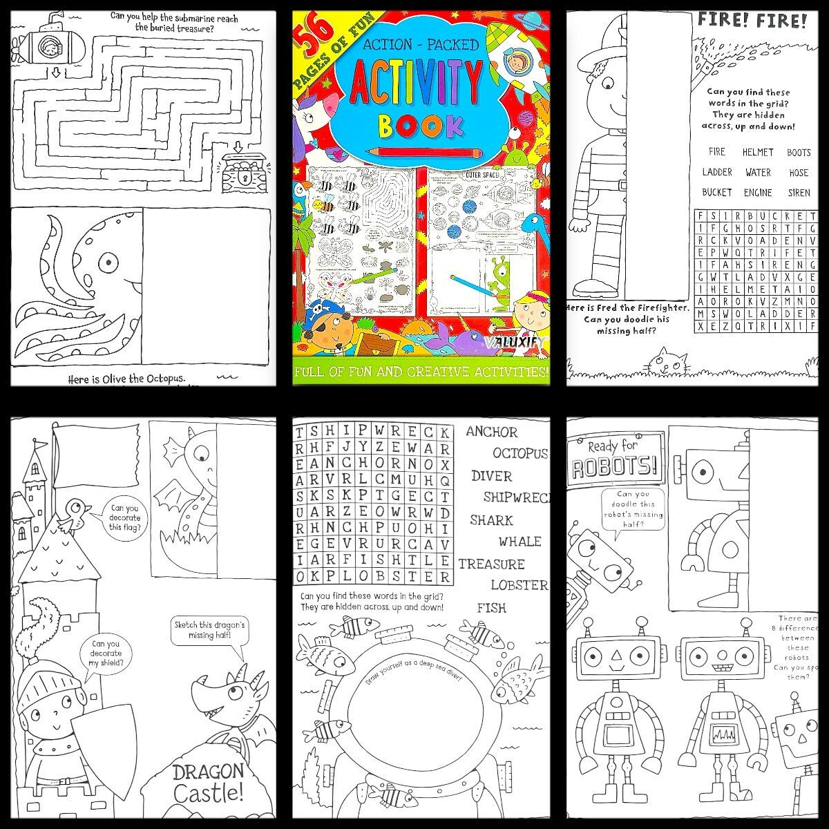 Kids Childrens Activity Book Puzzles Journey Travel Colouring Games