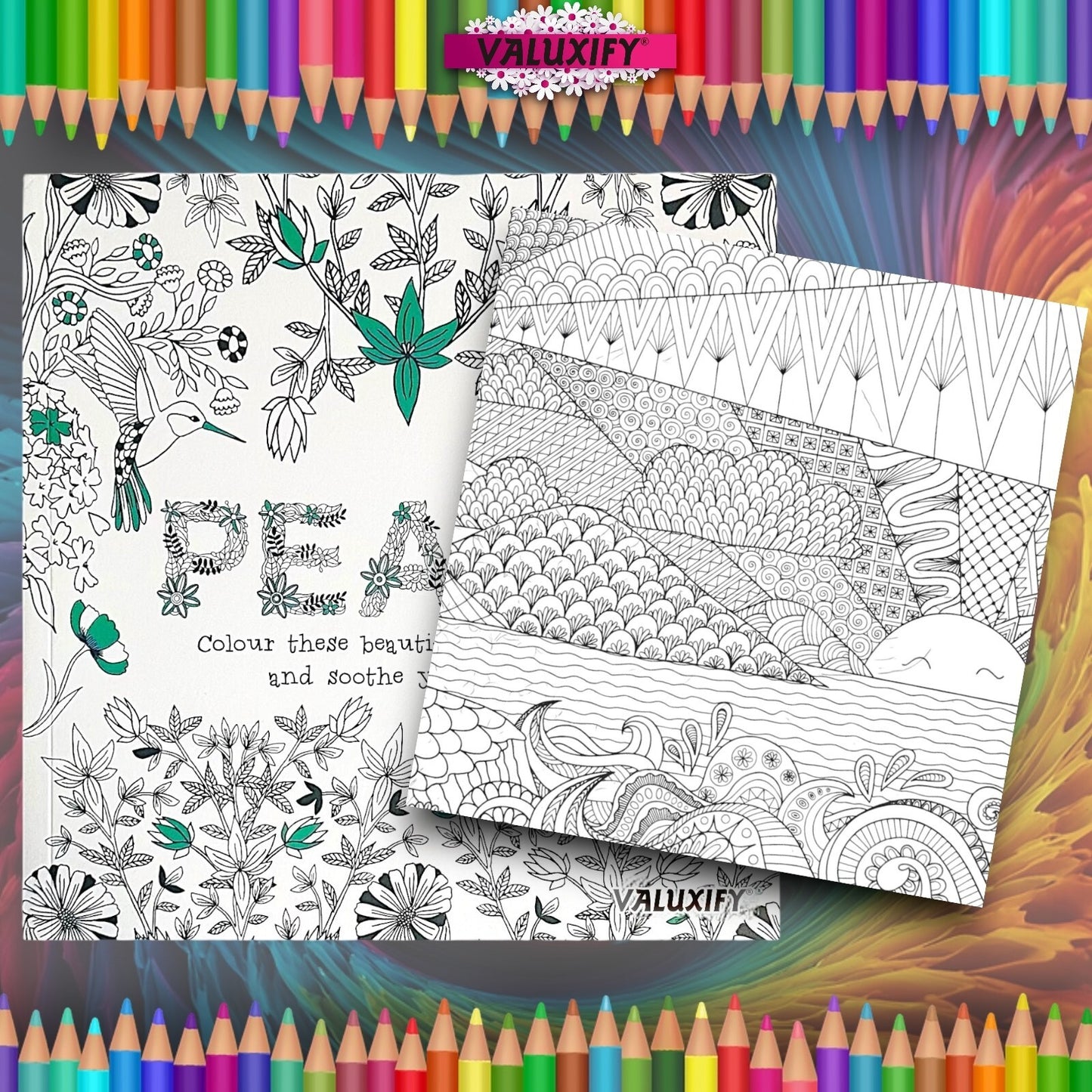 Advance Adult Colouring Books Mindfulness Relax Your Mind Colour Therapy 2 Books