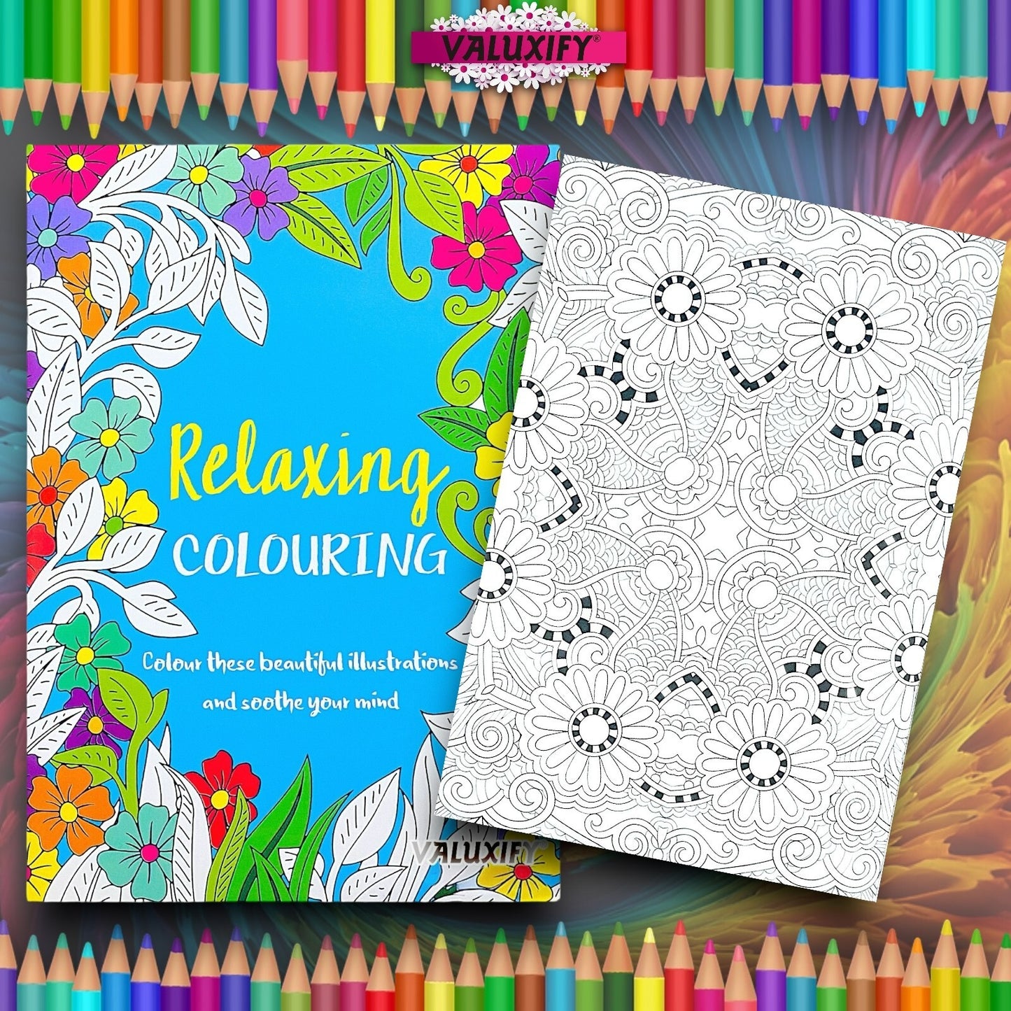 ANTI STRESS BOOK ADULT COLOURING MINDFULNESS RELAXING THERAPY COLOUR THERAPY A4