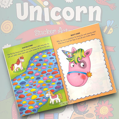 KIDS STICKER COLOURING BOOKS ACTIVITY BALLERINA UNICORN PIRATE OVER 50 STICKER
