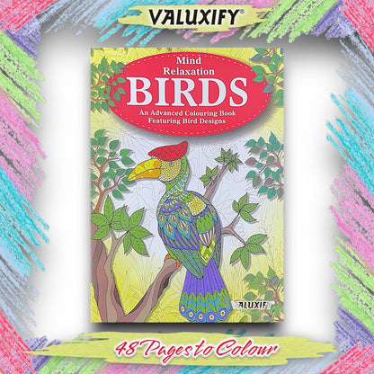 Adult COLOURING BOOK  Birds  MIND RELAXING Advance Adult Colour Therapy A4
