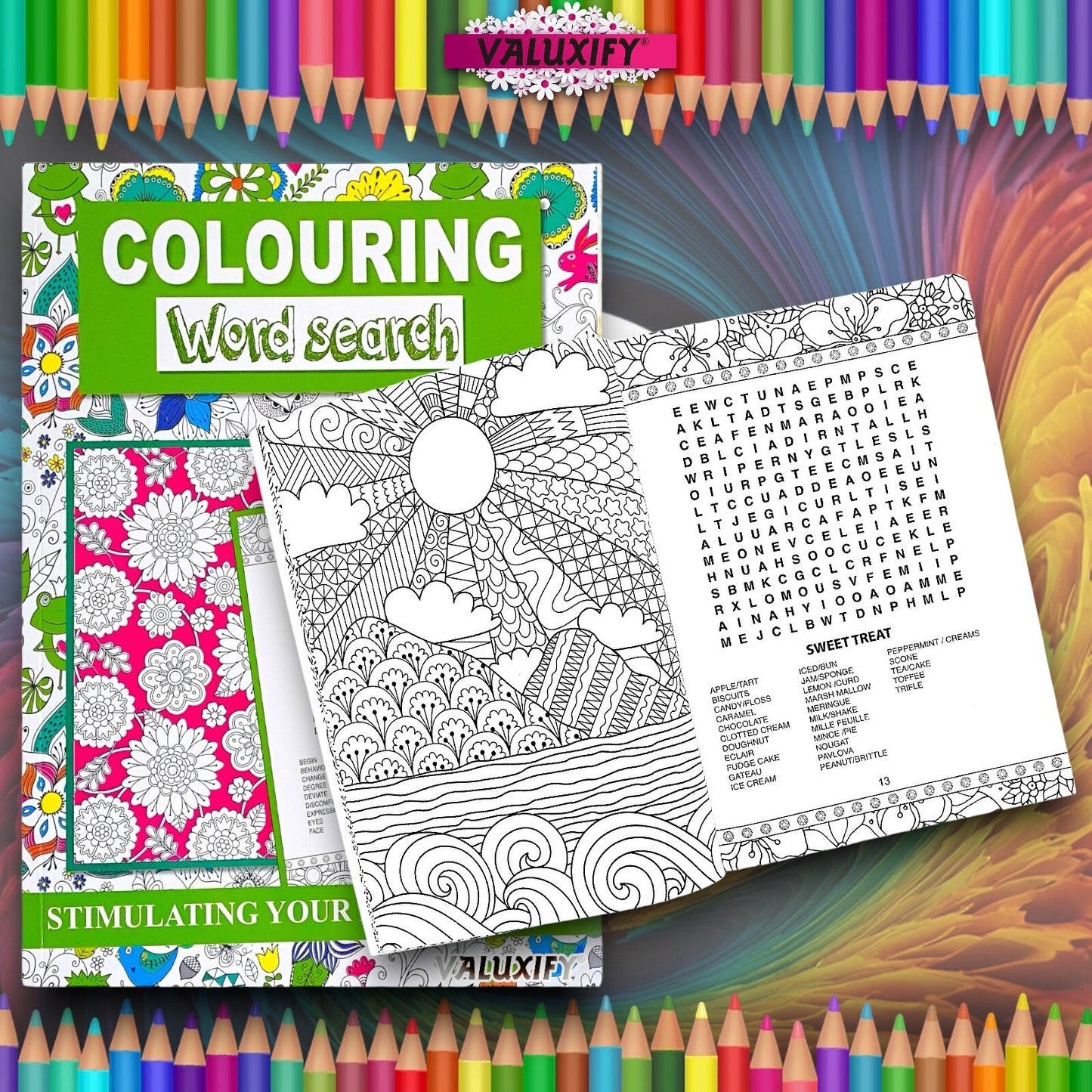 Word Search Colouring Book  Book Activity  Colour Therapy Mind Relax A4