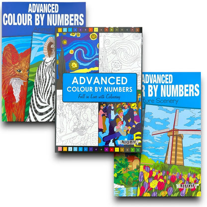 3X COLOUR BY NUMBERS ADULT COLOURING BOOKS ANTI-STRESS MIND RELAING COLOURS