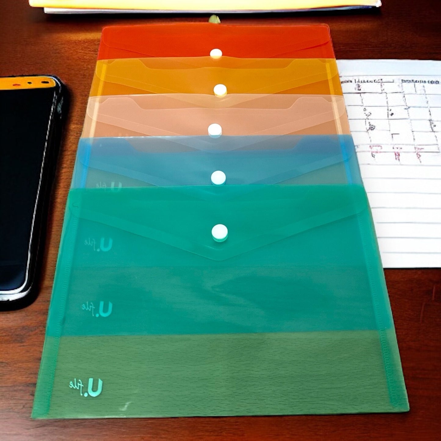 A5 Plastic Wallets Document Wallet Files Folders Filing School Office Home 5pk