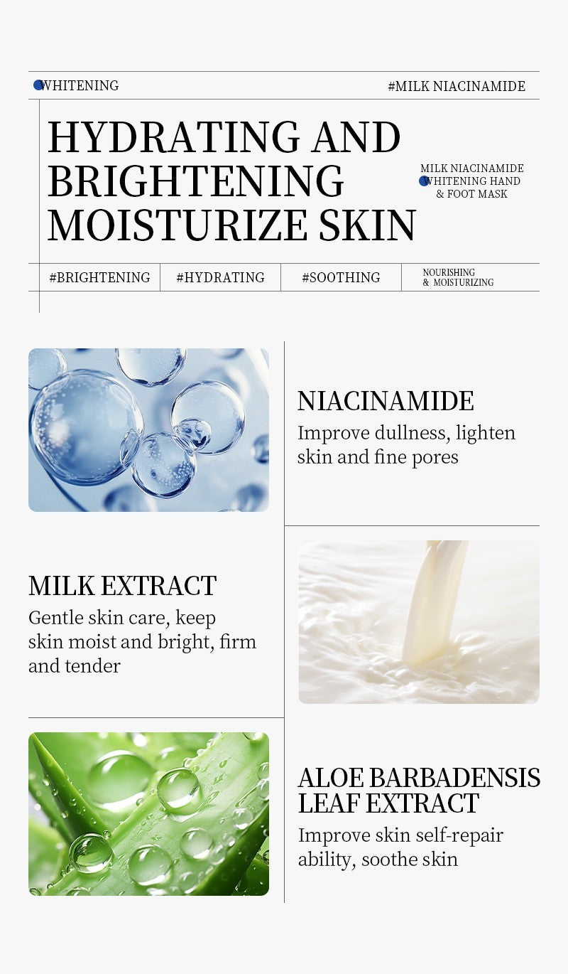 3x Long Milk & Niacinamide Moisturising Hand Mask