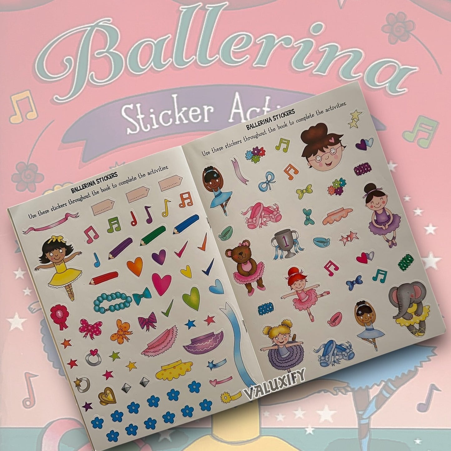 KIDS CHILDREN BALLERINA  STICKER ACTIVITY BOOK GIRLS  COLOURING FUN GAMES A4