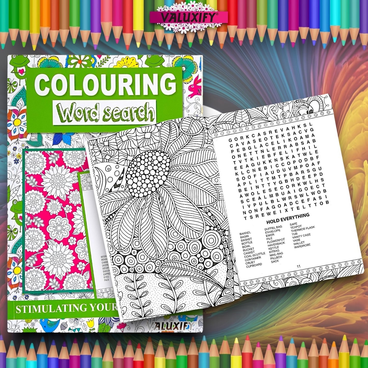 Word Search Colouring Book  Book Activity  Colour Therapy Mind Relax A4
