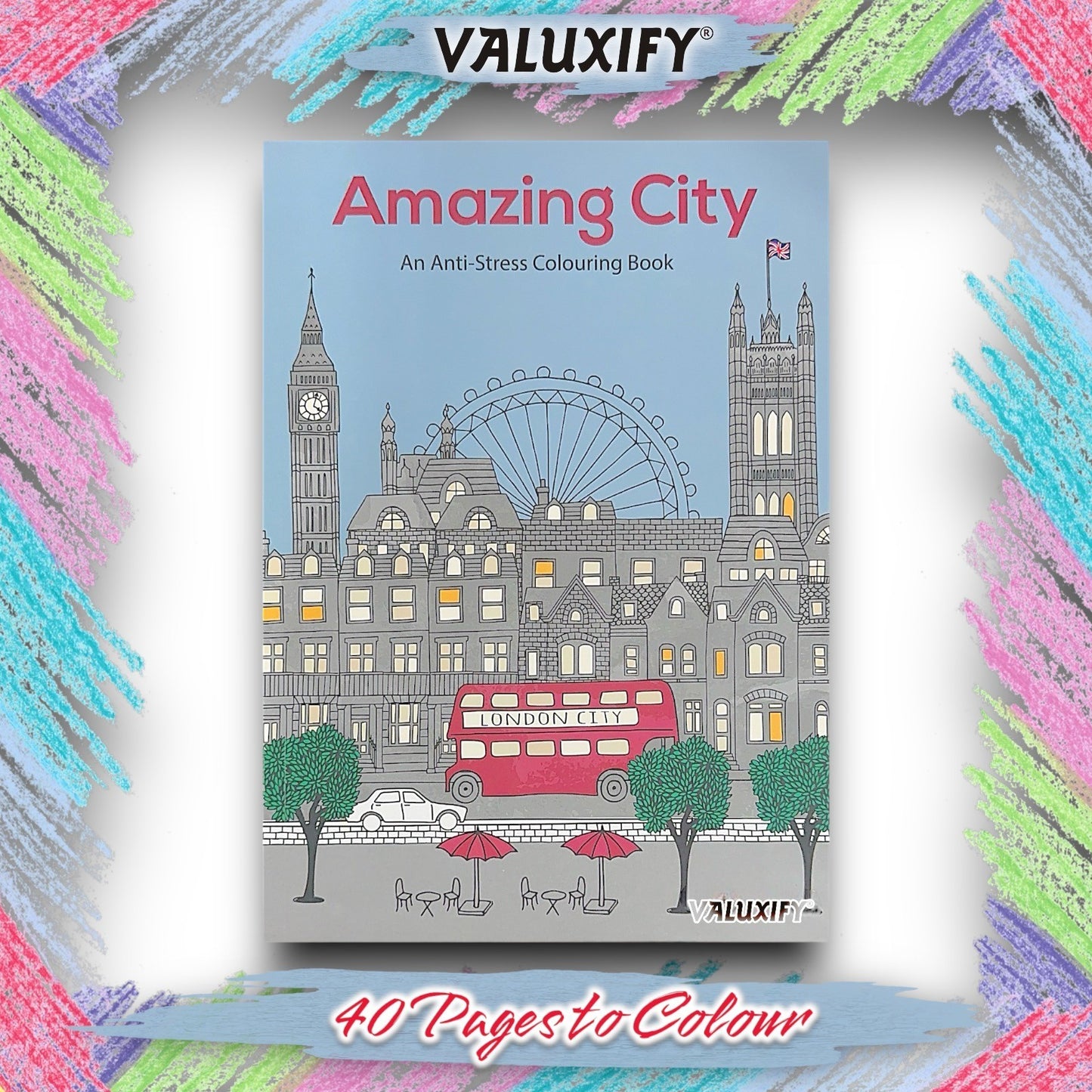 Adult Anti Stress Colouring Book Country Scenes London Nature Famous Places