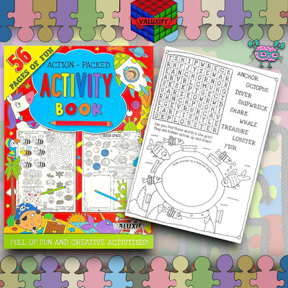 Kids Childrens Activity Book Puzzles Journey Travel Colouring Games