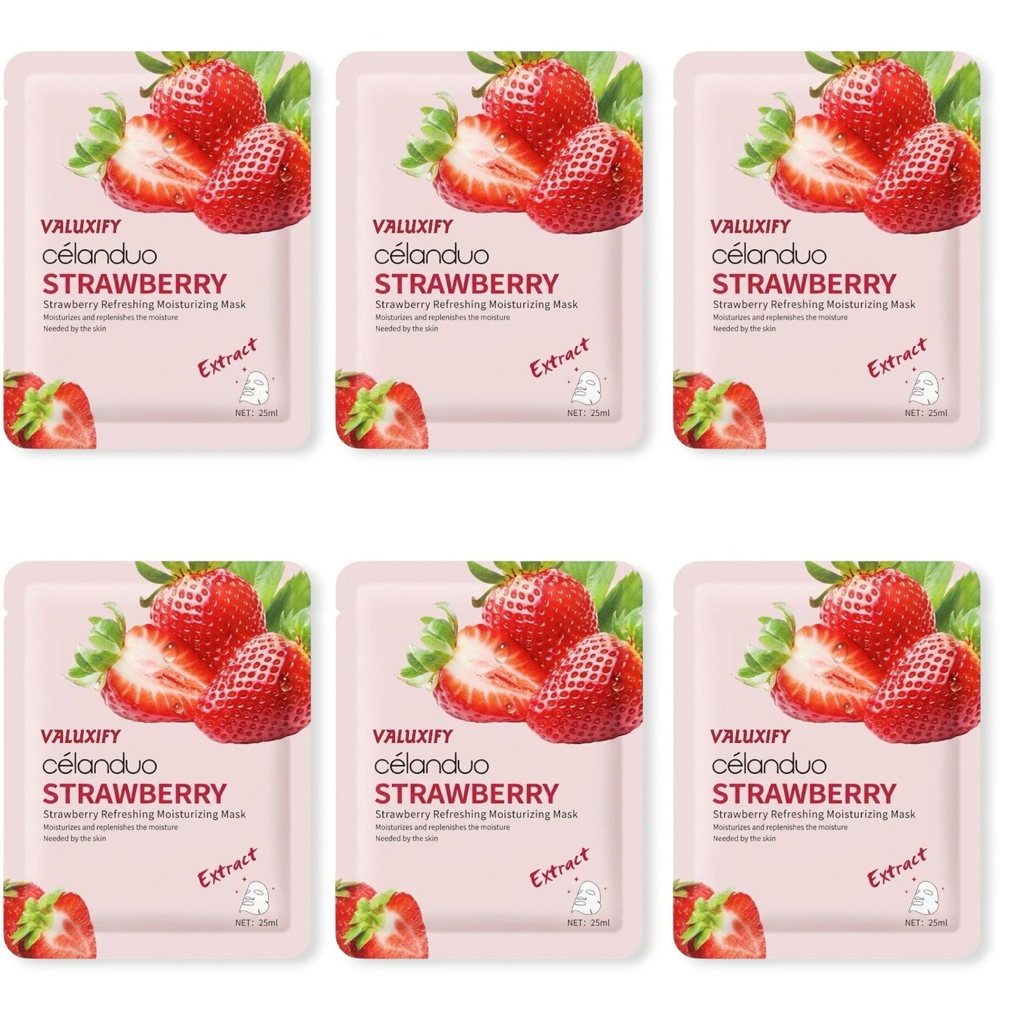 Face Sheet Masks Pack Of 6 Hydrating Moisturising Skin Care Rose Cucumber