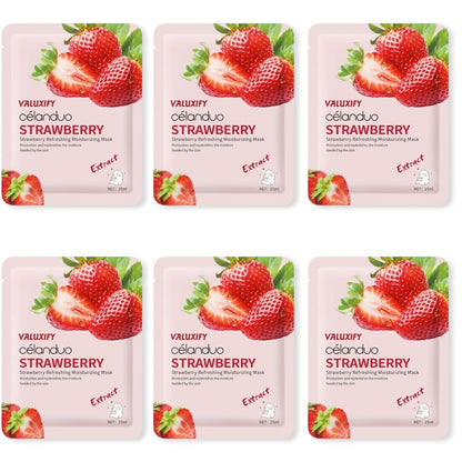 Face Sheet Masks Pack Of 6 Hydrating Moisturising Skin Care Rose Cucumber