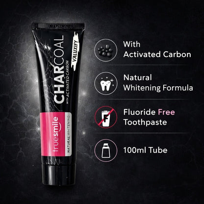 Truesmile Charcoal Toothpaste Fluoride Free  Activated Carbon Free Toothbrush