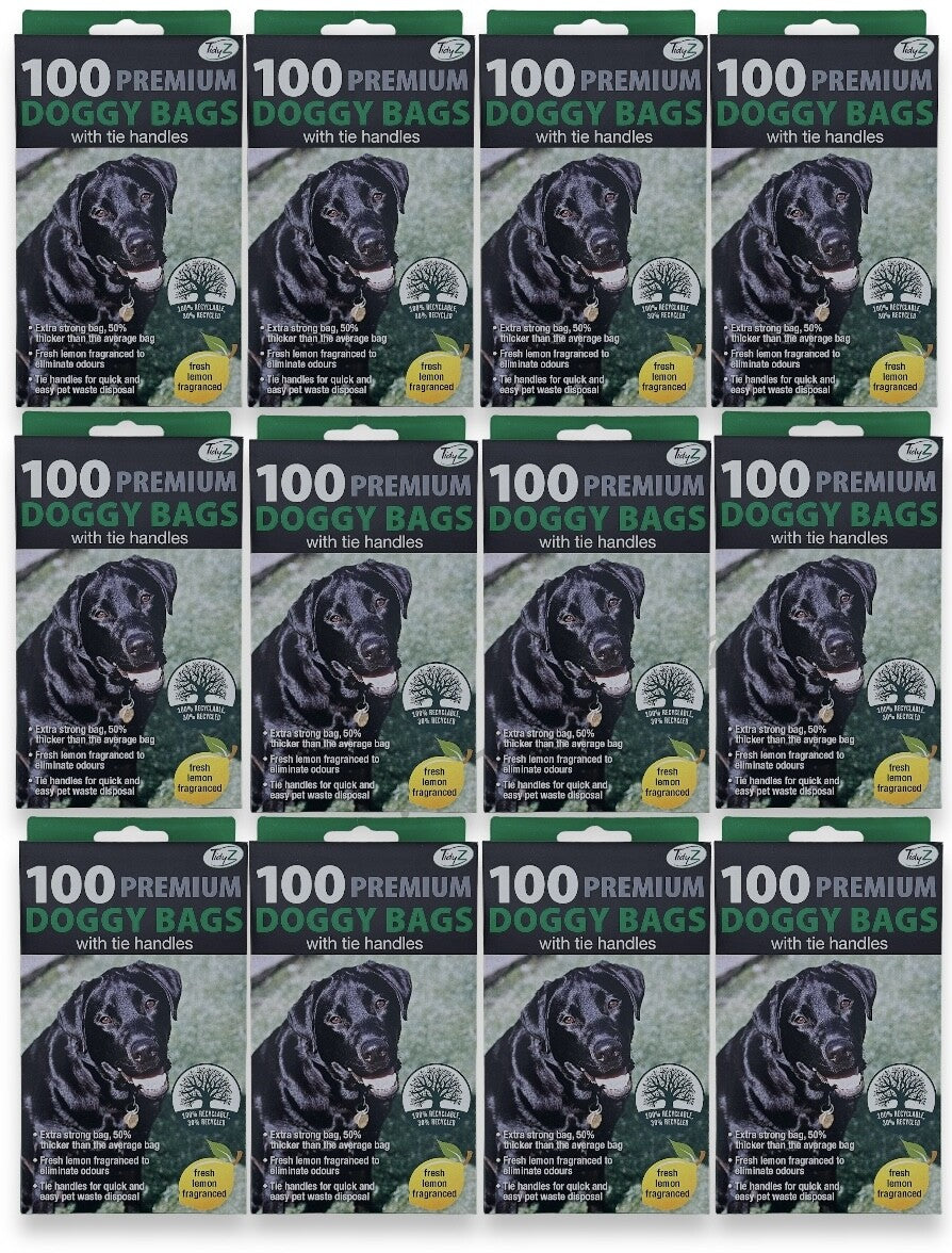 Tidzy Dog Waste Bags – Strong Leak-Proof Poop Bags with Tie Handles, 26×29cm