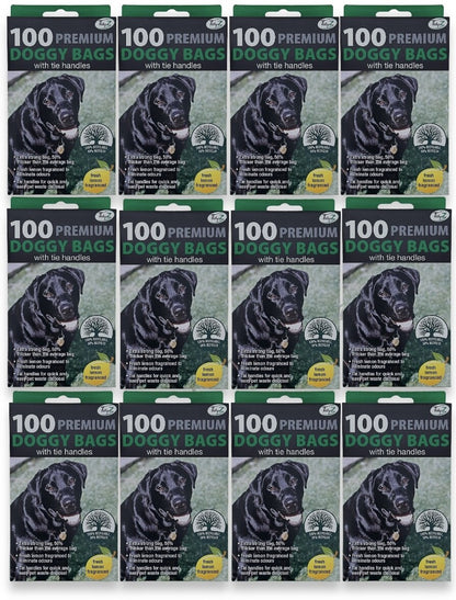 Tidzy Dog Waste Bags – Strong Leak-Proof Poop Bags with Tie Handles, 26×29cm