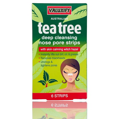 Tea Tree Nose Pore Strips Blackhead Removal Smooth Deep Cleansing Unclog Pores