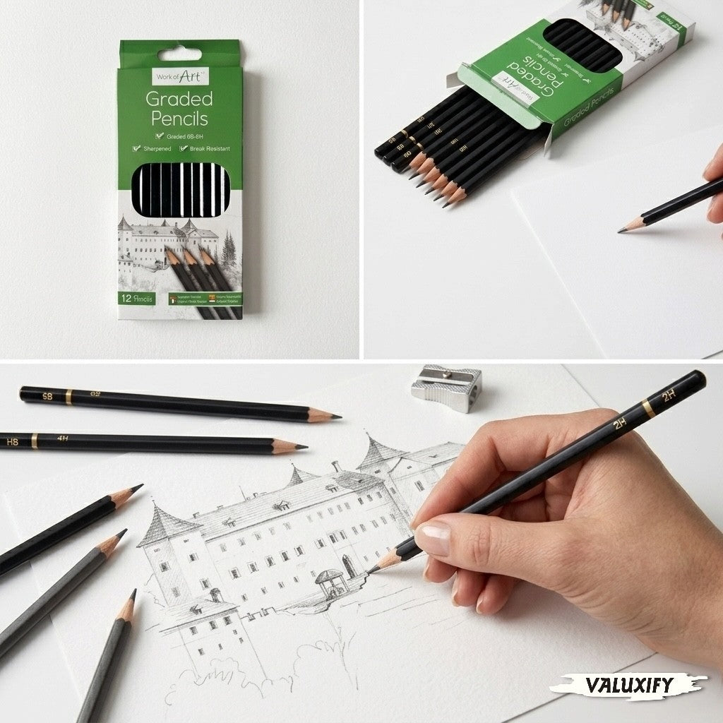 Sketching Pencils 12 Pack 6B-6H 2B 2H-8B  Charcoal Pencils Artist Set Art Craft