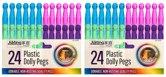 Dolly Clothes Pegs Multicoloured Plastic Pegs Pack of 48 – Strong Grip Laundry