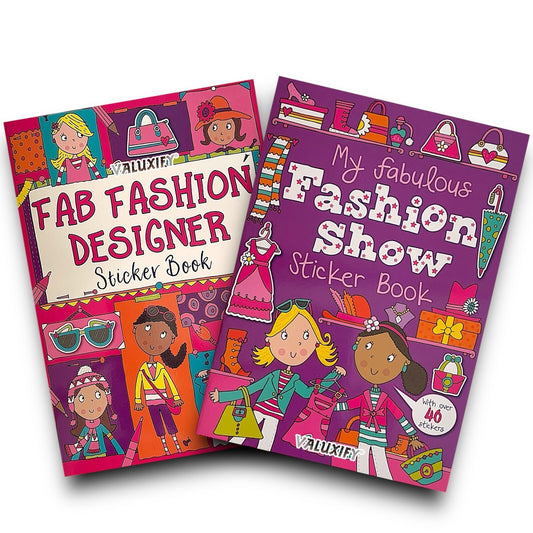 2x Fashion Sticker Books A4 Girls Fun Kids Books Show Activity Stickers Dress Up
