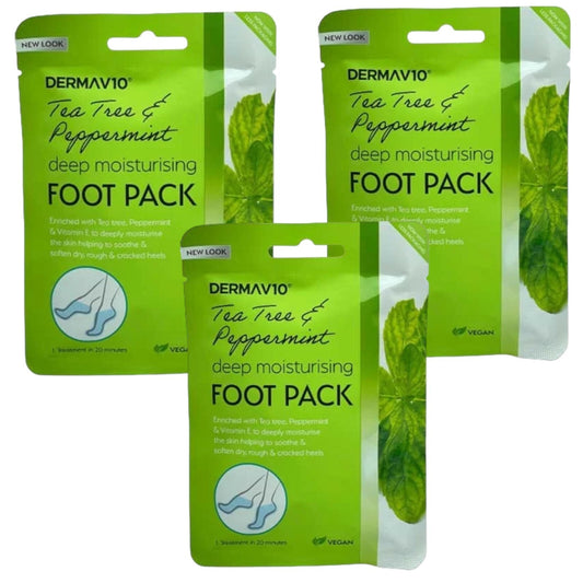 3x Derma Tea Tree Peppermint Foot Mask Socks Deep Moisturising Foot Mask Vegan