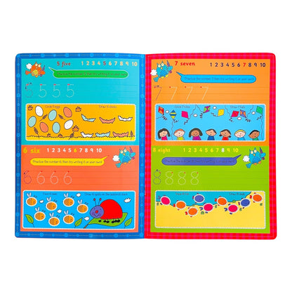 Kids Learning Books ABC Numbers Writing Reading Wipe Clean Pages Fast Shipping