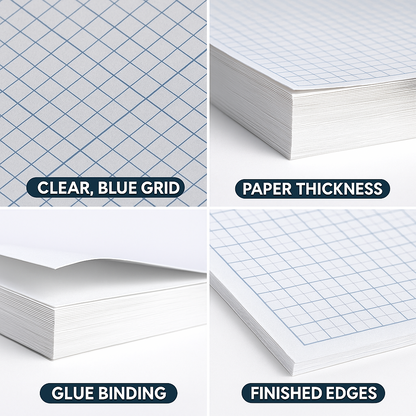 A4 Graph Paper Pad 70 Pages Maths Grid Notebook School College Pack 1 2 3 6