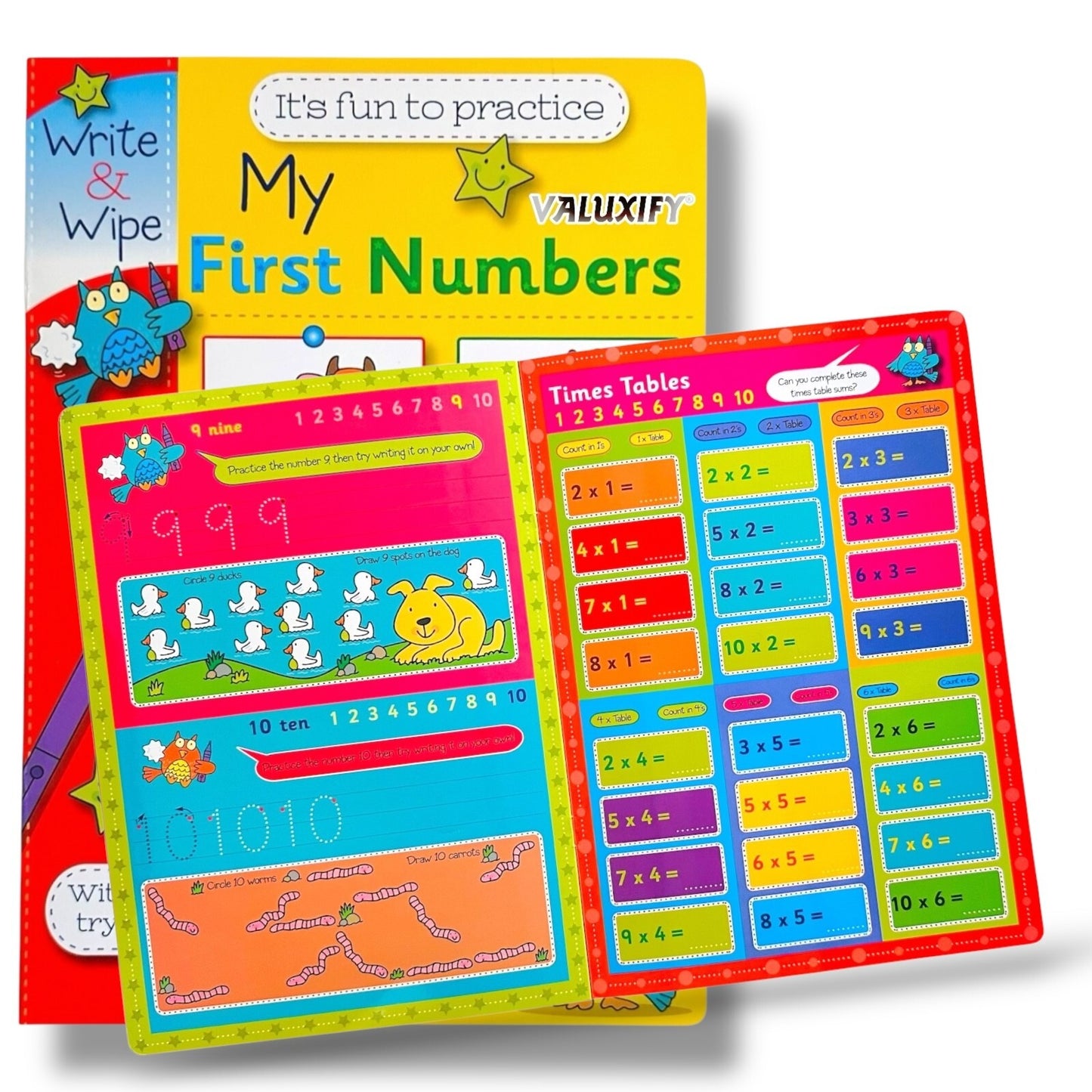 Kids Learning Books ABC Numbers Writing Reading Wipe Clean Pages Fast Shipping